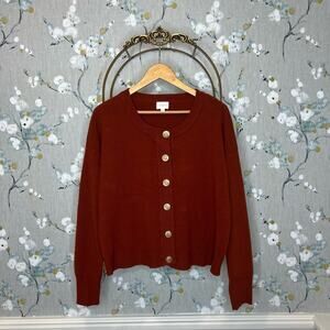 Cyrus Burnt Red Long Sleeve Cardigan Lady Coat Top - Size Large